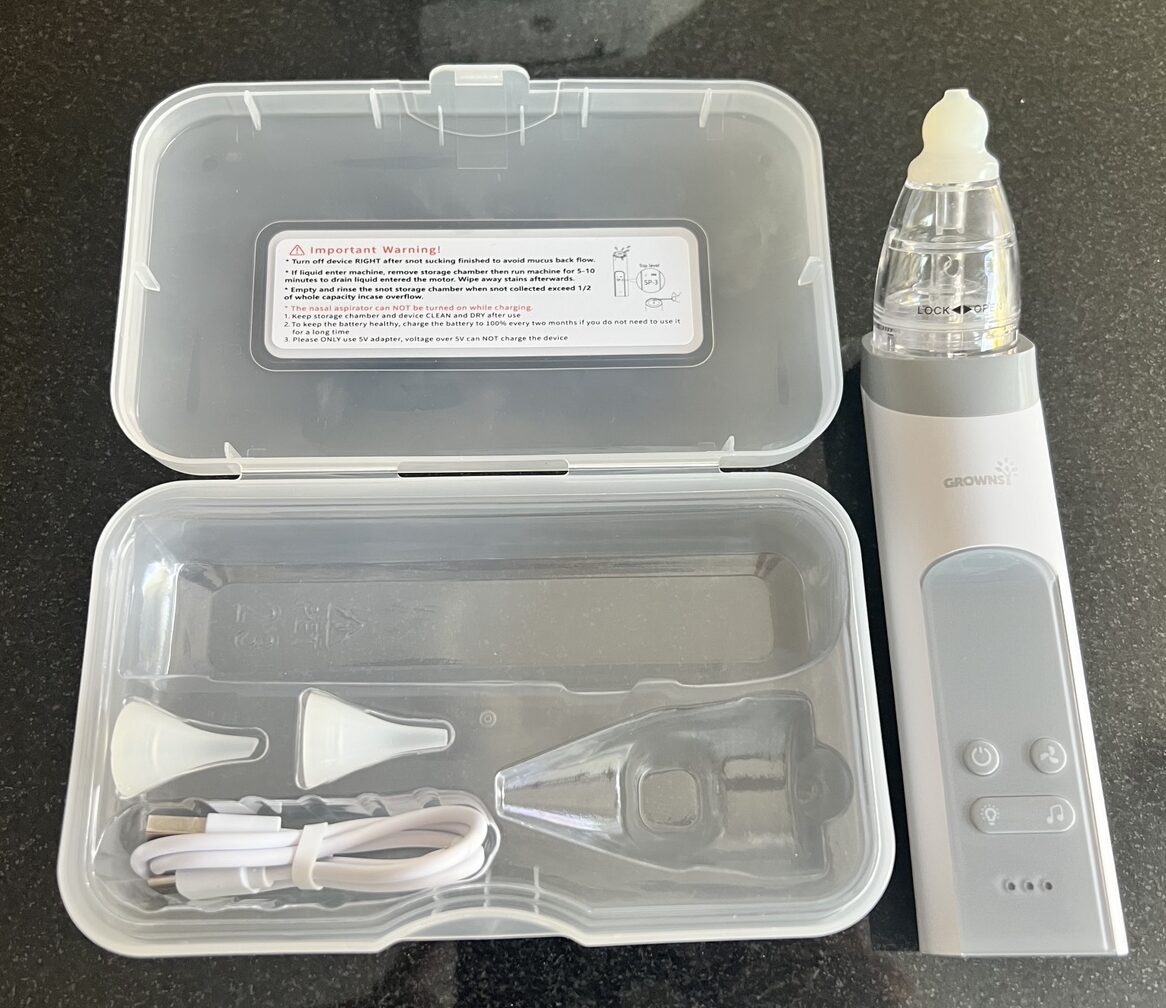 GROWNSY elektrischer Nasensauger mit Aufsätzen, Ladekabel und Aufbewahrungsbox